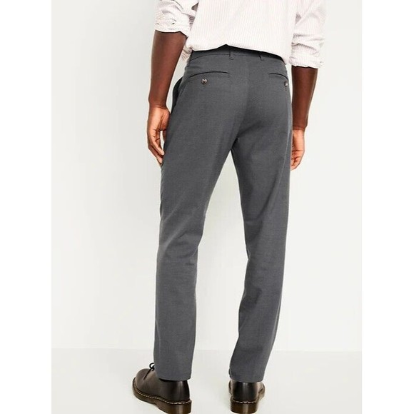 Old Navy Athletic Dress Pants Mens 36x30 Gray Built in Flex Stretch NEW - Picture 2 of 7